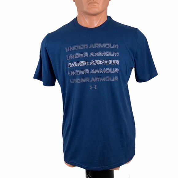 Under Armour Other - 🌿Sale🌿 Under Armour Wordmark Blue Repead Sh Slv T-Shirt Men's Size 1364693 408